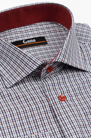 Camasa barbati regular fit alba cu carouri bleumarin si visinii [2]