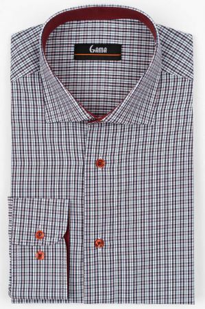 Camasa barbati regular fit alba cu carouri bleumarin si visinii [0]