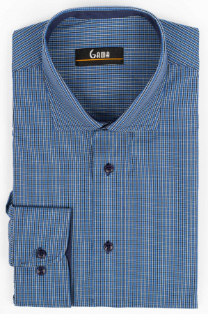 Camasa barbati regular fit albastra cu dungi albe si negre 2XL [0]