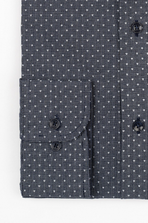 Camasa barbati slim fit neagra cu imprimeu alb [1]