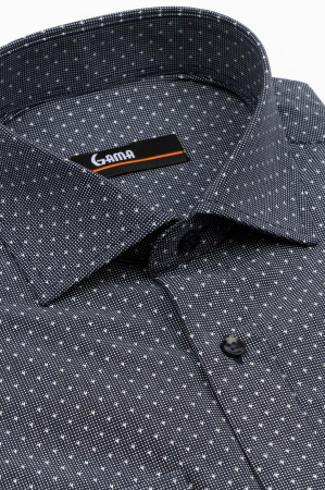 Camasa barbati slim fit neagra cu imprimeu alb [2]