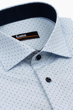Camasa barbati slim fit bleu cu imprimeu bleumarin [2]