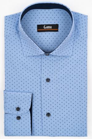 Camasi barbati - Camasa barbati regular fit albastra cu imprimeu floral bleumarin