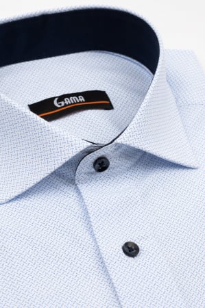Camasa barbati regular fit alba cu imprimeu bleu [2]