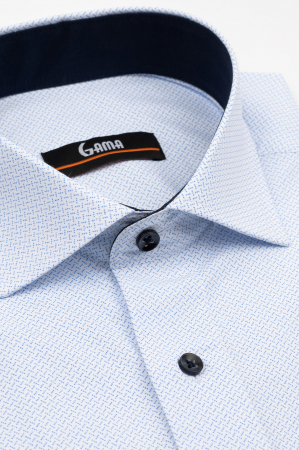 Camasa barbati regular fit alba cu imprimeu bleu 2XL-3XL [2]