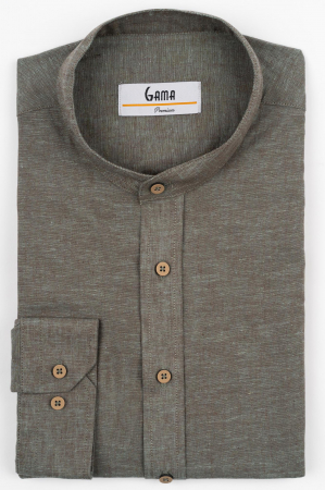Camasa barbati slim fit kaki din in PREMIUM - guler tunica [2]