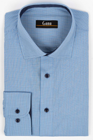 Camasa barbati regular fit bleu cu caro alb si albastru 2XL [0]