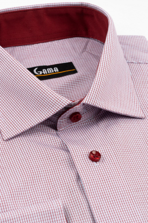 Camasa barbati regular fit bleu cu carouri visinii [2]