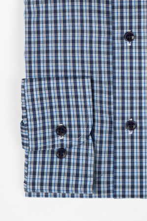 Camasa barbati regular fit bleu cu caro bleumarin si alb [1]