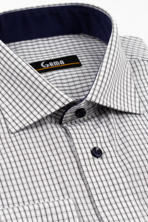 Camasa barbati regular fit alba cu carouri negre si gri [2]