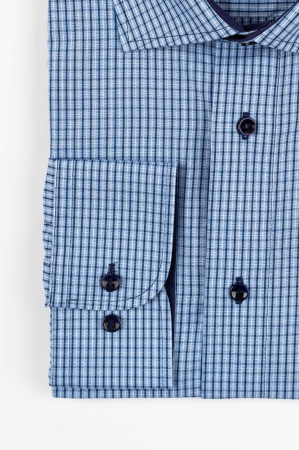 Camasa barbati regular fit bleu cu carouri bleumarin si albe 2XL-4XL [1]