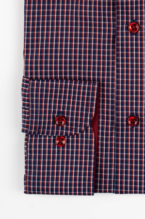Camasa barbati slim fit visinie cu carouri bleumarin si albe 2XL [1]