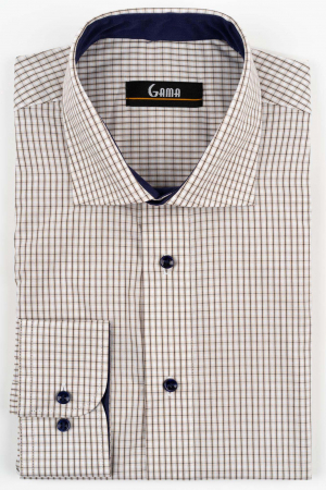 Camasi marimi mari - Camasa barbati regular fit alba carouri negre si bej  2XL