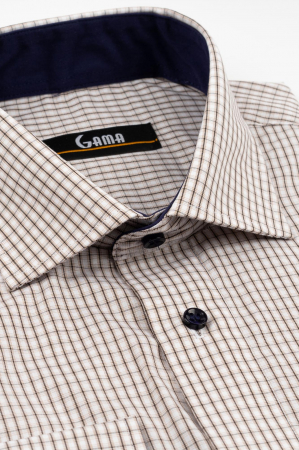 Camasa barbati regular fit alba carouri negre si bej  2XL [2]