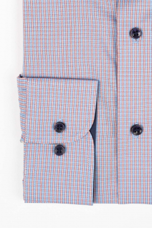 Camasa barbati regular fit bleu cu dungi albe si rosii 2XL [1]