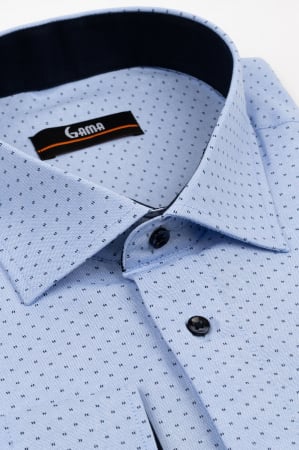 Camasa barbati regular fit bleu cu  imprimeu bleumarin 5XL - 6XL [2]