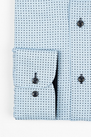 Camasa barbati regular fit bleu cu insertii albe si imprimeu bleumarin 2XL-4XL [1]