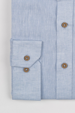 Camasa barbati regular fit bleu din in PREMIUM - guler tunica [3]