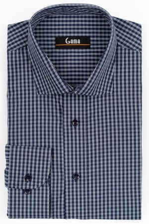 Camasi regular fit - Camasa barbati regular fit bleumarin cu caro alb  2XL-4XL