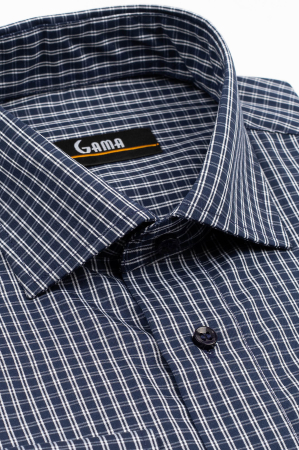 Camasa barbati regular fit bleumarin cu caro alb [2]