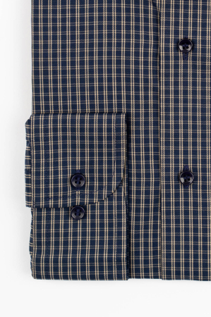 Camasa barbati regular fit bleumarin cu caro fin crem [1]