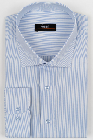 Camasi barbati - Camasa barbati regular fit alba cu dungi bleu 2XL - 4XL