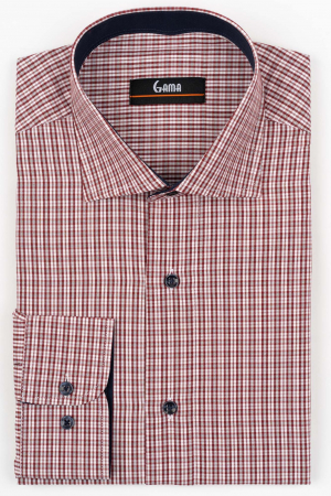 Camasa barbati regular fit roz cu carouri visinii [0]