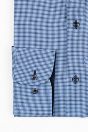 Camasa barbati slim fit albastra cu carouri bleumarin si albe [1]