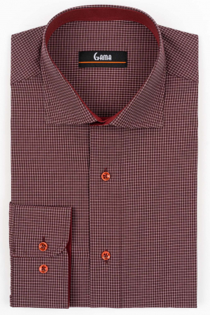 Camasi barbati - Camasa barbati regular fit bordo cu carouri roz-pal
