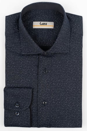 Camasa barbati regular fit bleumarin cu imprimeu alb CONFORT