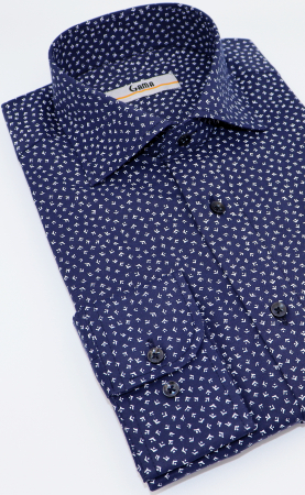 Camasa barbati regular fit bleumarin cu imprimeu alb CONFORT [2]