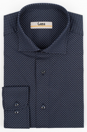 Camasi regular fit - Camasa barbati regular fit bleumarin cu imprimeu alb si albastru PREMIUM
