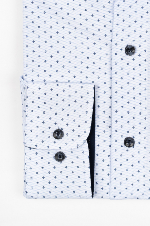Camasa barbati regular fit alba cu imprimeu floarl bleumarin si insertie bleu [1]