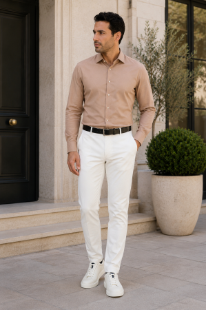 Camasi regular fit - Camasa barbati regular fit cappuccino CONFORT