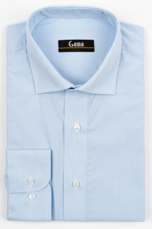 Camasi barbati - Camasa barbati regular fit cu dungi fine verticale albe si bleu
