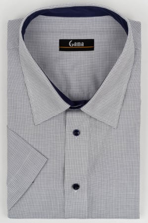 Camasi marimi mari - Camasa barbati regular fit cu maneca scurta alba cu caro negru si gri 3XL - 4XL