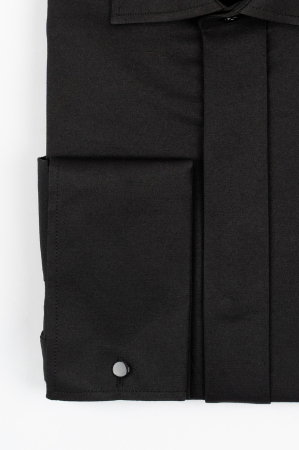 Camasa barbati slim fit eleganta neagra cu nasturi ascunsi si manseta dubla CONFORT-2XL [1]