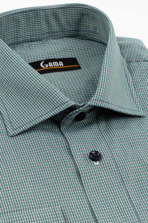 Camasa barbati regular fit verde cu carouri albe [2]