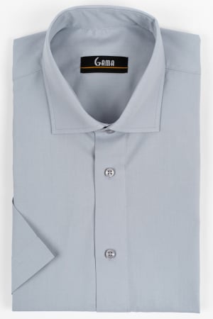 Camasi barbati - Camasa barbati regular fit gri deschis cu maneca scurta
