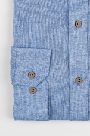 Camasa barbati slim fit albastra din in PREMIUM - guler clasic [3]