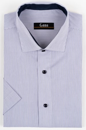 Camasi regular fit - Camasa barbati regular fit lila-pal cu dungi bleumarin cu maneca scurta