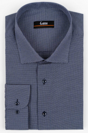 Camasi marimi mari - Camasa barbati regular fit bleumarin cu carouri mici albe 2XL - 4XL