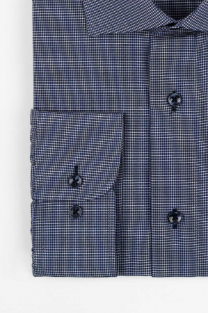 Camasa barbati regular fit bleumarin cu carouri mici albe 5XL - 6XL [1]