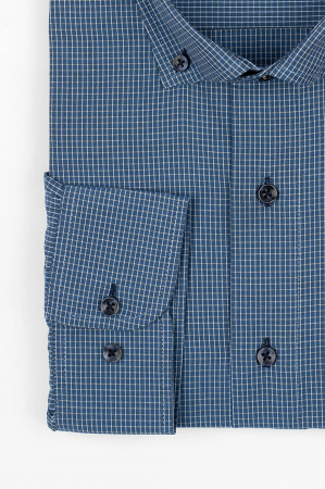 Camasa barbati regular fit albastra cu carouri bleu si bej 2XL [1]
