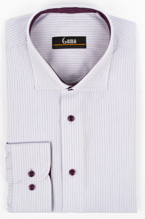 Camasi barbati - Camasa barbati regular fit roz pal cu dungi bleu si bleumarin