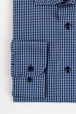 Camasa barbati regular fit bleumarin cu carouri bleu si albe 2XL-4XL [1]