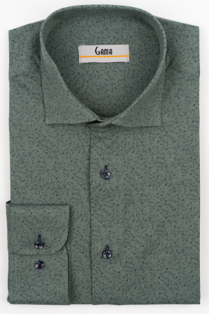 Camasi barbati - Camasa barbati regular fit verde cu imprimeu abstract bleumarin CONFORT