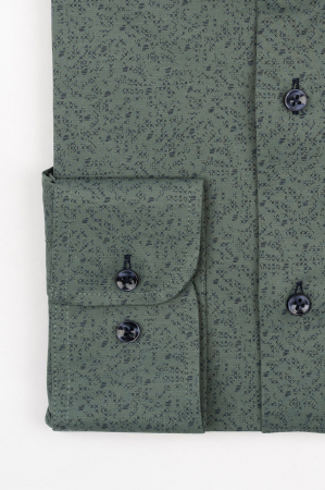 Camasa barbati regular fit verde cu imprimeu abstract bleumarin CONFORT [2]