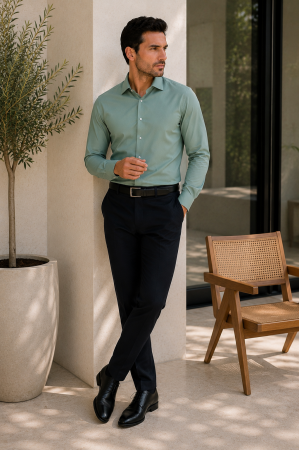 Camasi regular fit - Camasa barbati regular fit verde-menta CONFORT
