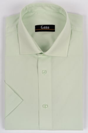 Camasi regular fit - Camasa barbati regular fit verde pal cu maneca scurta
